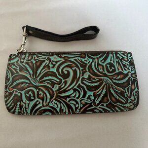 Patricia Nash Tooled Leather St Croce Clutch/Wristlet/Wallet Turquoise P556133